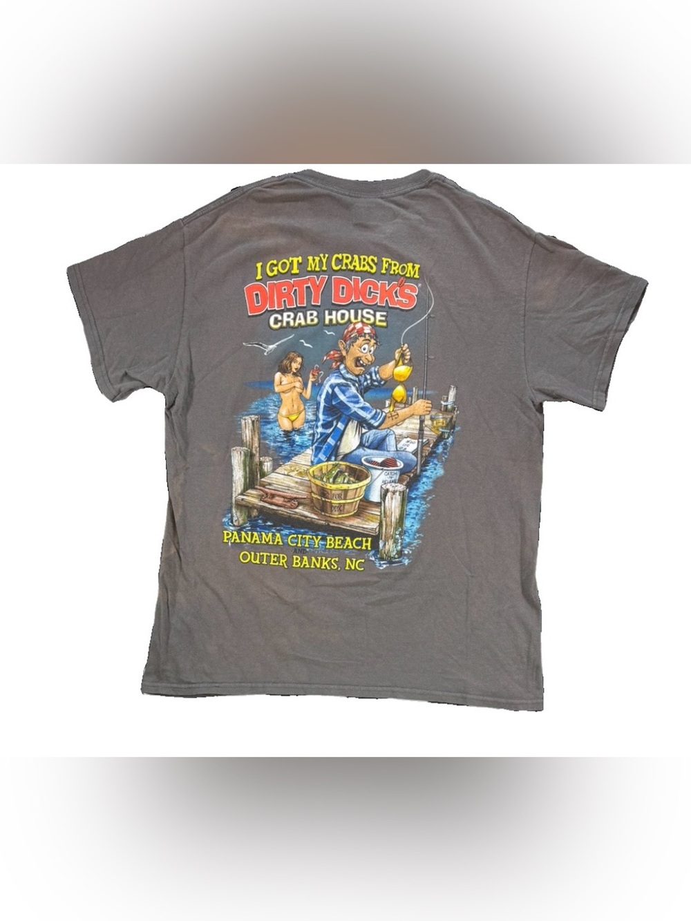 I Got Crabs From Dirty Dicks Crab House T Shirt Men's Medium Gray Humor Funny